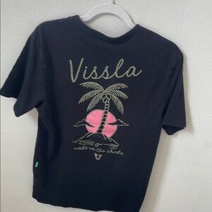 Vissla Black T-Shirt with Palm Tree Design